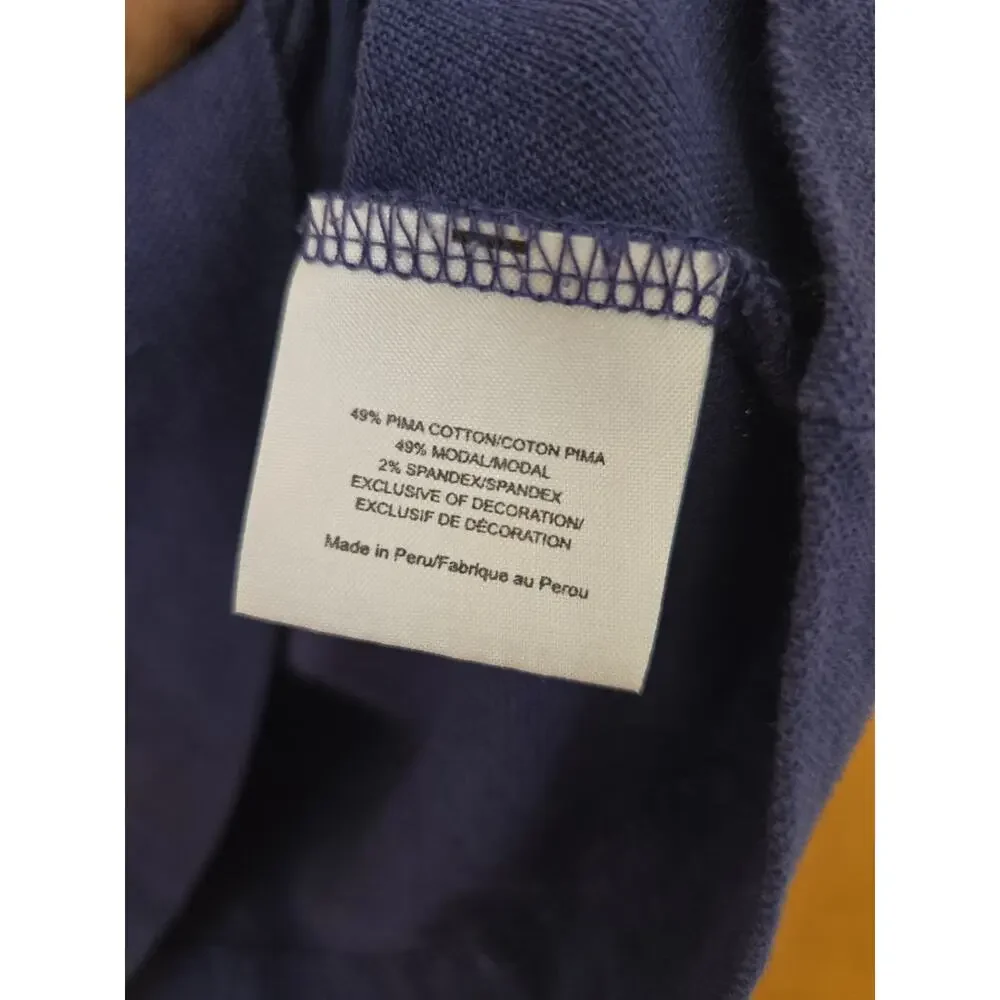 Tory Burch Navy Blue Polo Shirt with TB Signature Logo Buttons Size XS